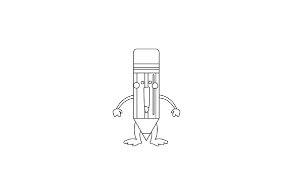 Back to School Kawaii Pencil Outline