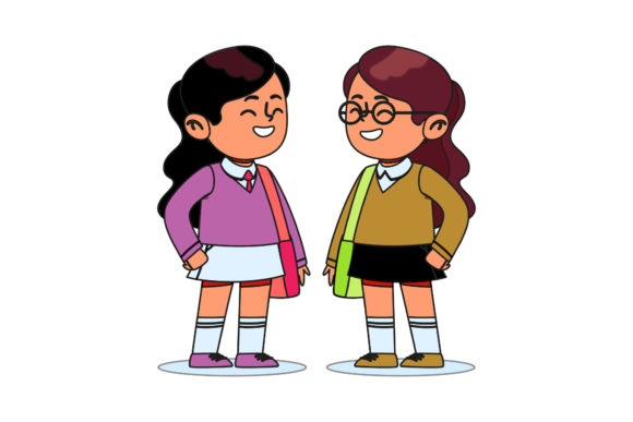 Back to School Two Woman Outline Style: Creative Digital Art for Modern Classrooms and Beyond