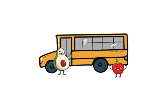 Kawaii Back to School Fruits Bus SVG Design Ideas